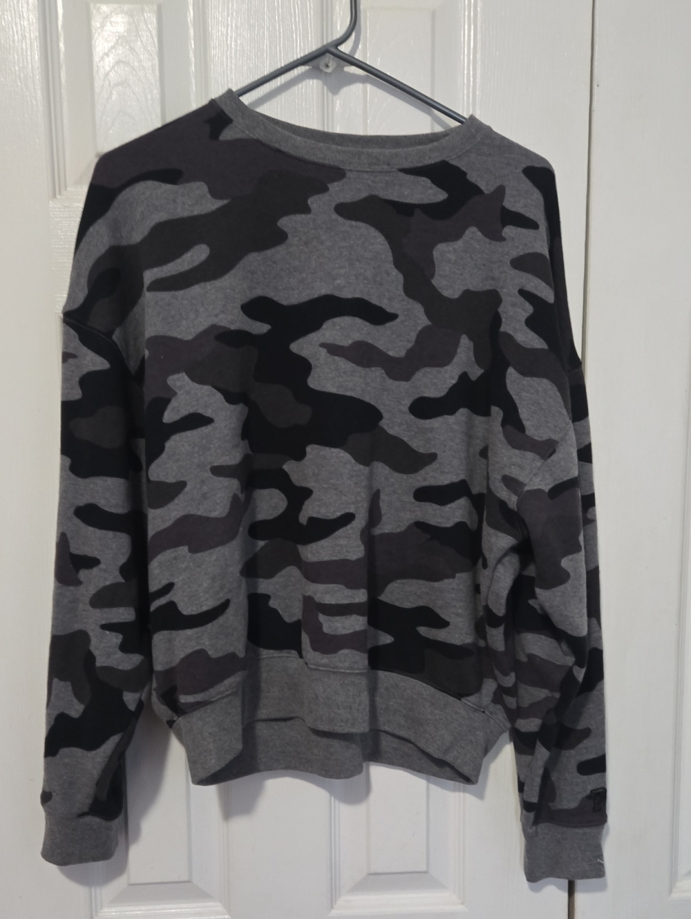 PINK Victoria's Secret Gray & Black Camo Crewneck XS